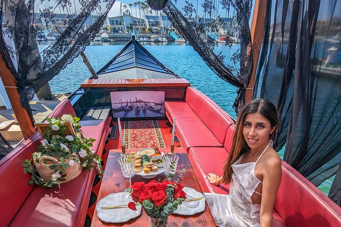 Beautiful Luxury Picnic on a Docked Gondola Boat in Coronado - The docked gondola setting