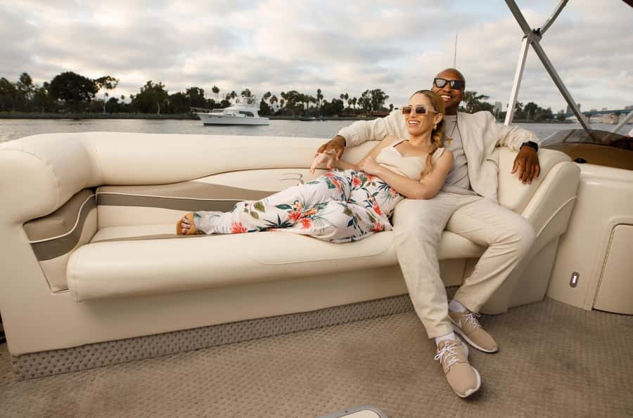 San Diego: Bennington Luxury Pontoon Rental - The views: Coronado Bridge, downtown, and waterfront homes