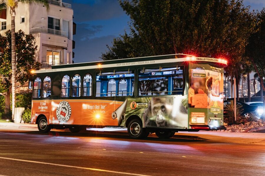 San Diego: City Lights Night Trolley Tour - Starting in Seaport Village and entering the Gaslamp Quarter