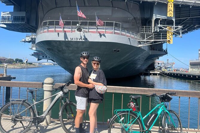 San Diego Electric Bike Rentals - The USS Midway, Seaport Village, and the waterfront