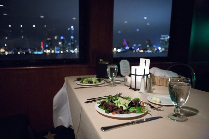San Diego Harbor Dinner Cruise - Dinner inside the enclosed cabin