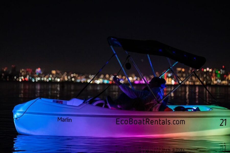 San Diego: Night Date Glow Pedal Boat with Downtown Views - Starting at Dock #1 at H&M Landing