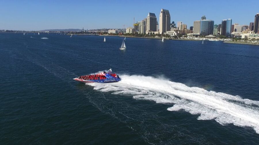 San Diego: Patriot Jet Boat Thrill Ride - Leaving North Harbor Drive for the open bay